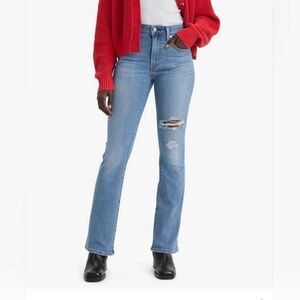 Levi's 725 Highrise Distressed Bootcut Stretch Denim Jeans 32 Short 30" Inseam